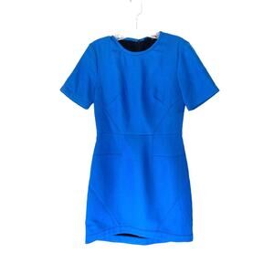 Tibi Cobalt Blue Scuba Short Sleeve Jersey Backed Twill Mini Dress Size 4